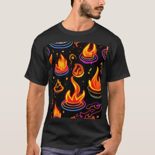 Glühende Flammensymbole auf dunkler Leinwand T-Shirt