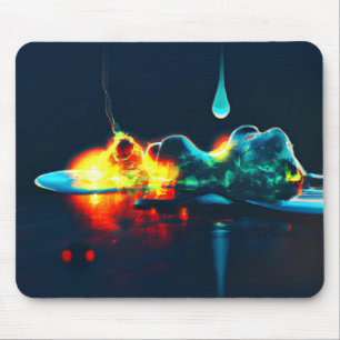 Glühende Flüssigkeitstropfen Mousepad