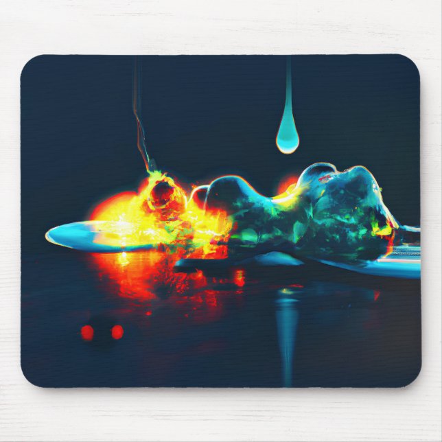 Glühende Flüssigkeitstropfen Mousepad (Vorne)