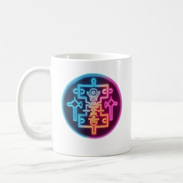 Glühende Glyphen - Antike Symbole Kaffeetasse (Links)