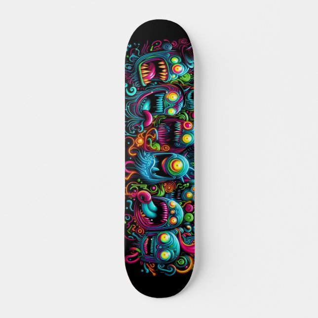 Glühende Graffiti-Monster-Designs Skateboard (Vorne)
