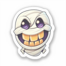 Glühende Grins: Lächelnde Halloween-Mummy-Sticker