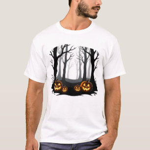 Glühende Halloween-Kürbis in Dunkelwälder T-Shirt