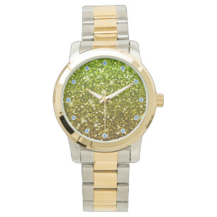 Glühende hellgrüne Glitzer Armbanduhr
