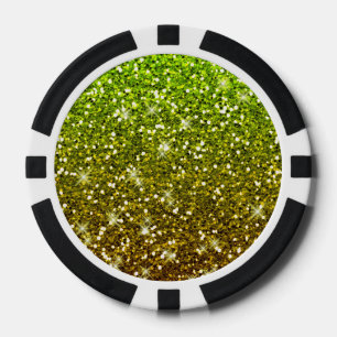 Glühende hellgrüne Glitzer Pokerchips