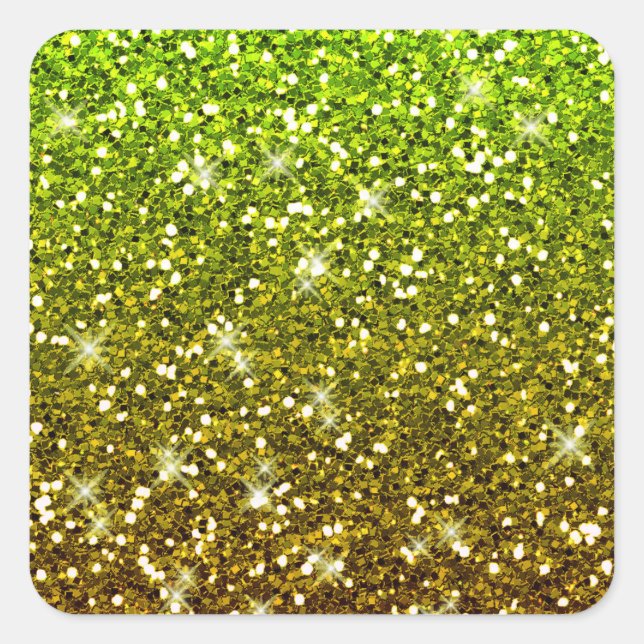 Glühende hellgrüne Glitzer Quadratischer Aufkleber (Vorderseite)