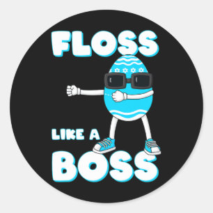 Glühende Jungs, die wie ein Boss Ostereier flossen Runder Aufkleber
