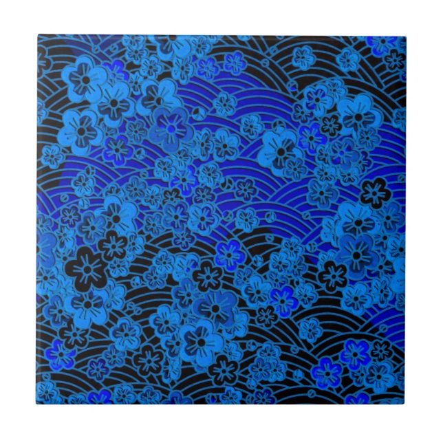 Glühende Kirschblüte Fliese (Vorderseite)