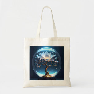 Glühende Lotus Globe Tote Tasche