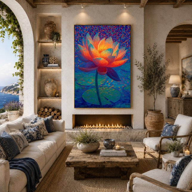 Glühende Lotusblumen-Pointillismus-Kunst Poster (Von Creator hochgeladen)