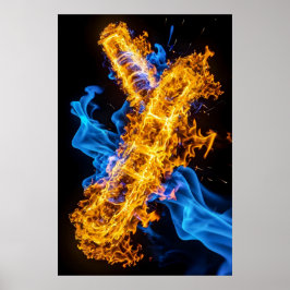 Glühende Magische Feuer Eis Elementar Energie Koll Poster