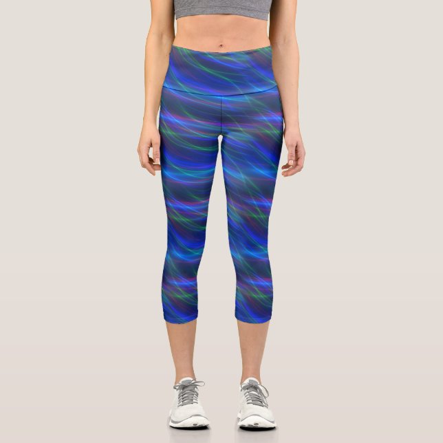 Glühende mehrfarbige Rays Capri Leggings (Vorderseite)