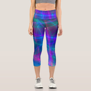 Glühende mehrfarbige Rays Capri Leggings