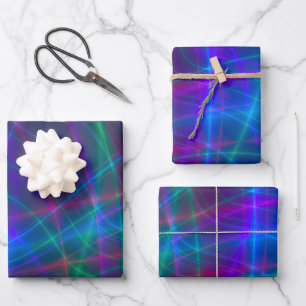 Glühende mehrfarbige Rays Geschenkpapier Set