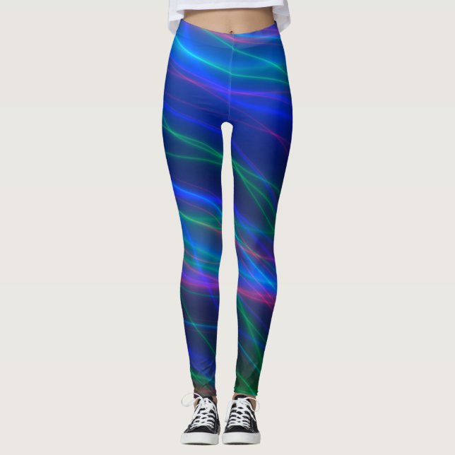 Glühende mehrfarbige Rays Leggings (Vorderseite)