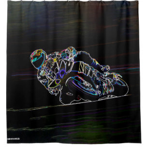 Glühende Motorrad-Reiter-Kreis-laufende Skizze Duschvorhang
