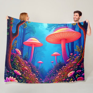 Glühende Mushroom-Magie Fleecedecke