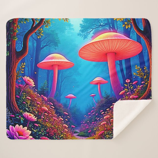 Glühende Mushroom-Magie Sherpadecke (Vorderseite (Horizontal))