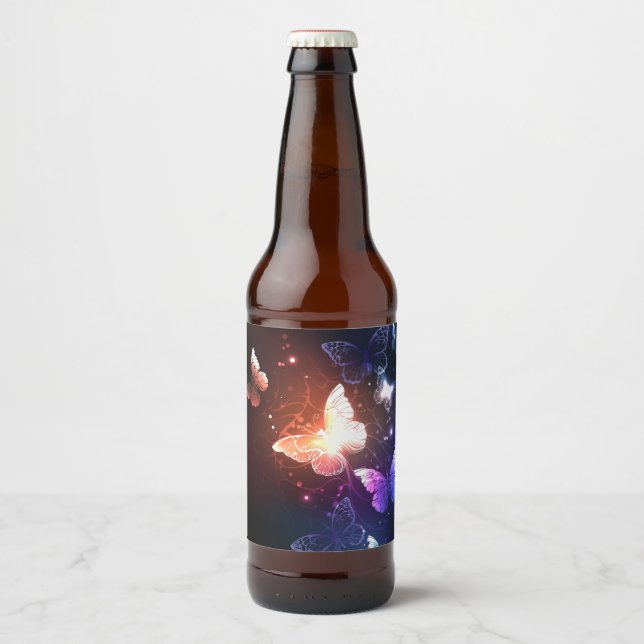 Glühende Nachtschmetterlinge Bierflaschenetikett (Vorderseite)