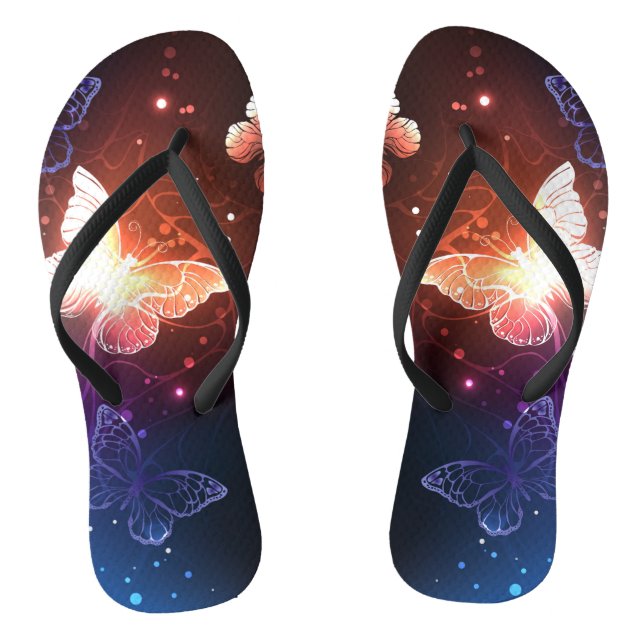 Glühende Nachtschmetterlinge Flip Flops (Fußbett)