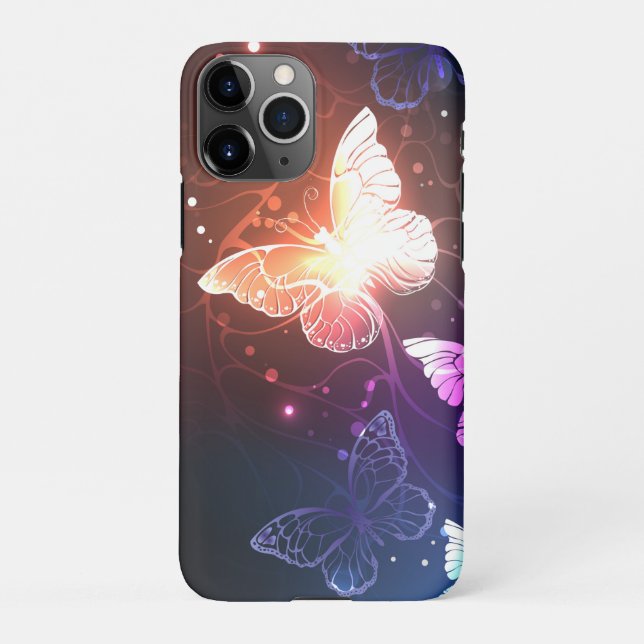 Glühende Nachtschmetterlinge iPhone Hülle (Rückseite)