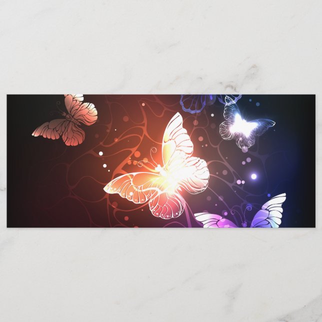 Glühende Nachtschmetterlinge Menükarte (Vorderseite)