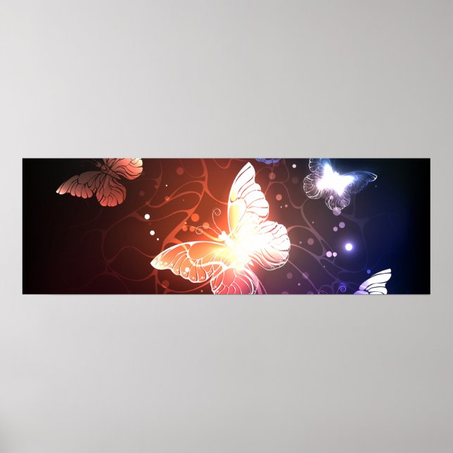 Glühende Nachtschmetterlinge Poster (Vorne)
