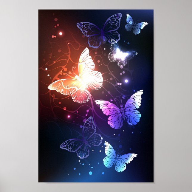 Glühende Nachtschmetterlinge Poster (Vorne)