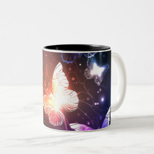 Glühende Nachtschmetterlinge Zweifarbige Tasse