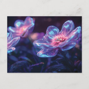 "Glühende Neon-Blume - Bezaubernde kosmische Flora Feiertagspostkarte
