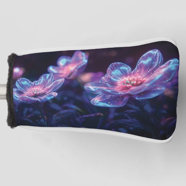 "Glühende Neon-Blume - Bezaubernde kosmische Flora Golf Headcover (Vorderseite)