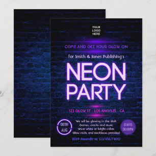 Glühende Neon-Einladung für Firmenparty Einladung