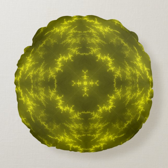 Glühende Neon Electric Thunder Bolzen Rundes Kissen (Vorderseite)