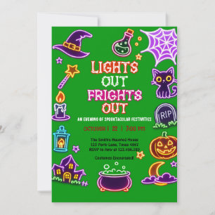 Glühende Neon-Halloween-Party-Einladung Einladung