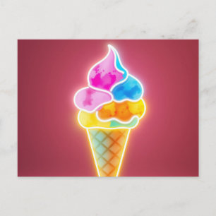 Glühende Neon Ice Cream Cone mit lebhaften Schotte Postkarte