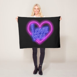 Glühende Neon Look Pink Blue Valentine Herz Kleine Fleecedecke