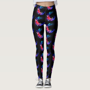 Glühende Neon-Nachtschmetterlinge auf schwarzem Hi Leggings
