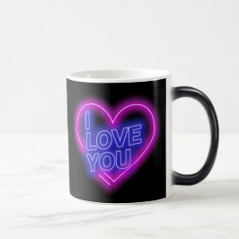 Glühende Neon Pink Blue Valentines Herz Morphing Verwandlungstasse