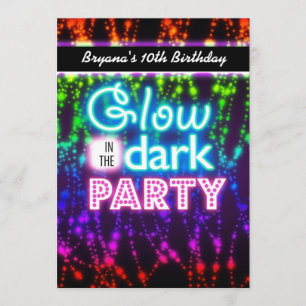 Glühende Neonparty-Einladungen im Regenbogen-Look Einladung