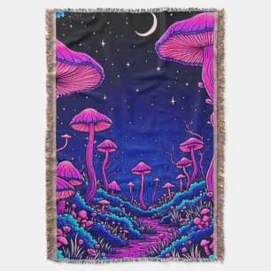 Glühende Psychedelic Mushroom Forest Night Decke