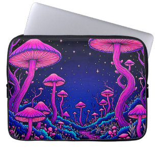 Glühende Psychedelic Mushroom Forest Night Laptopschutzhülle