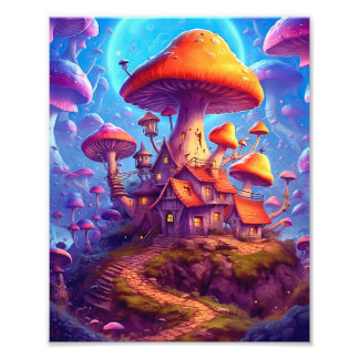 Glühende psychedelische Pilze Fotodruck