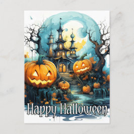Glühende Pumpkins nach dem Mondlicht Postkarte