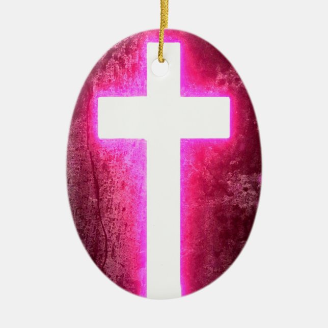 Glühende Rosa Kreuz Weihnachtsschmuck (Vorne)