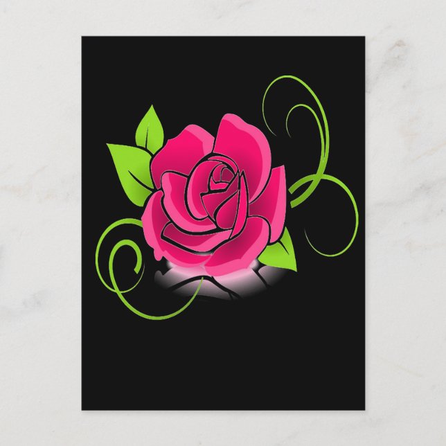 Glühende Rosa Rose Postkarte (Vorderseite)