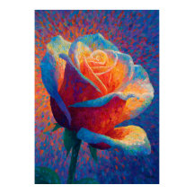 Glühende Rose Pointillismus-Blumenkunst