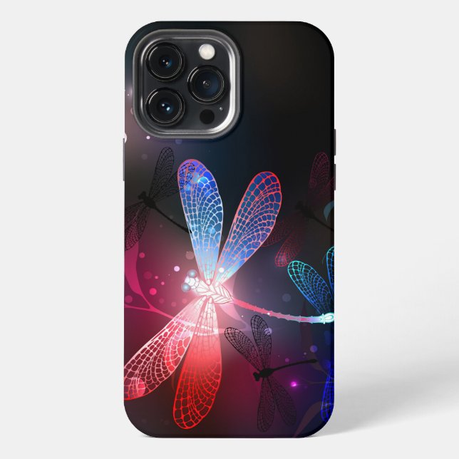 Glühende rote Libelle iPhone 13 Pro Max Hülle (Rückseite)