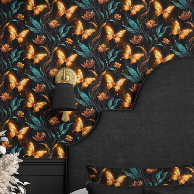 Glühende Schmetterlinge und Blume Tapete (Von Creator hochgeladen)