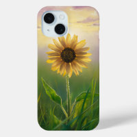 Glühende Sonnenblume auf grasbedecktem Feld