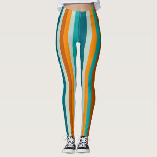 Glühende Streifen vertikaler Wasserrutsche Orange Leggings